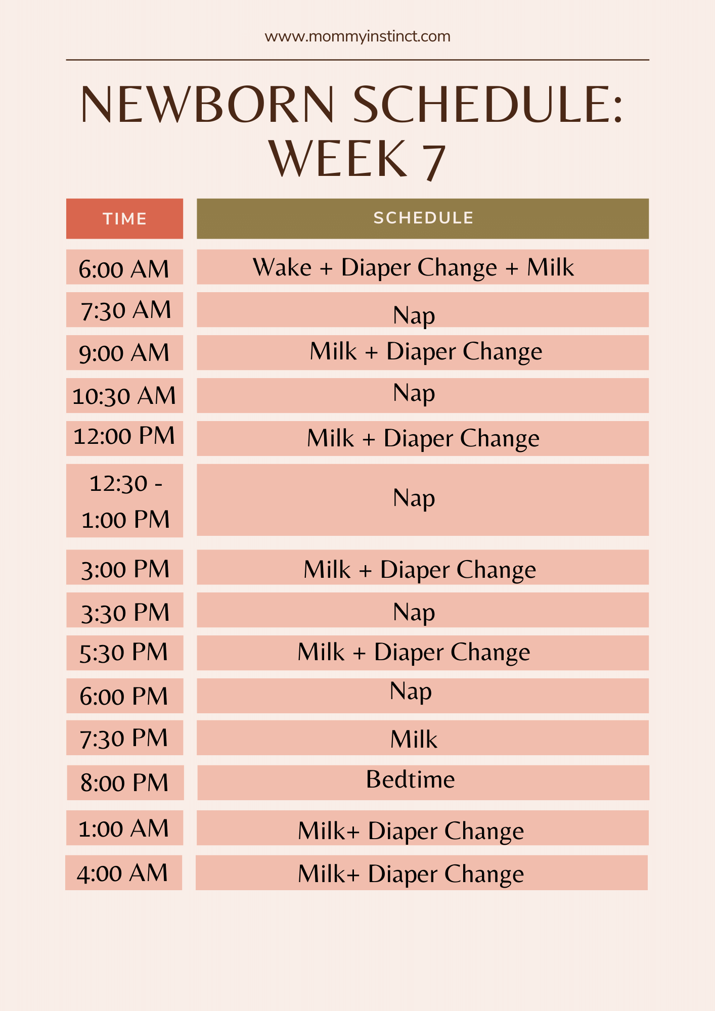 Newborn sleep schedule week 7